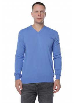 Pulover barbatesc ,Cashmere, Giovane Ricco, in anchior, cu lana merinos si casmir, Albastru deschis